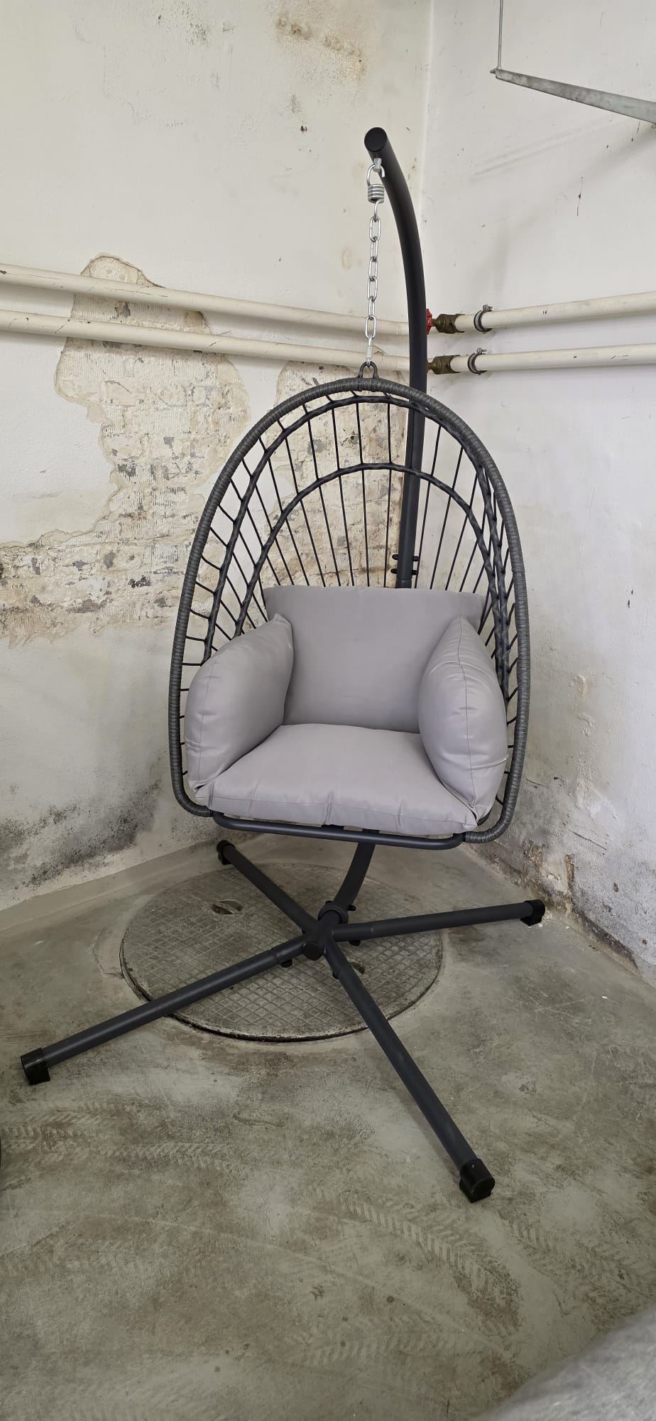 Schaukelstuhl, Hängesessel, Rattan-Schaukel, Gartenstuhl, Kissenbezug