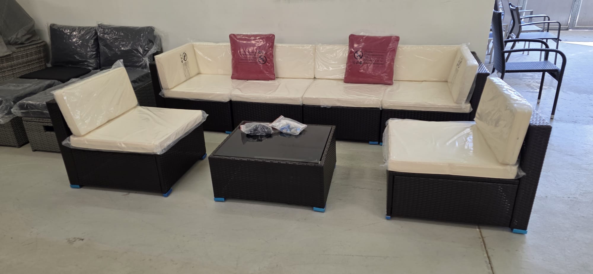 Rattan-Sofa, Gartenmöbel, Sitzgruppe, Wasserdicht, Kissen