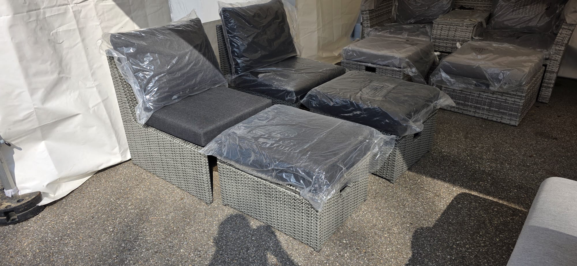 Gartenmöbel, Sessel, Sofaset, Geflochten, Sitzkissen