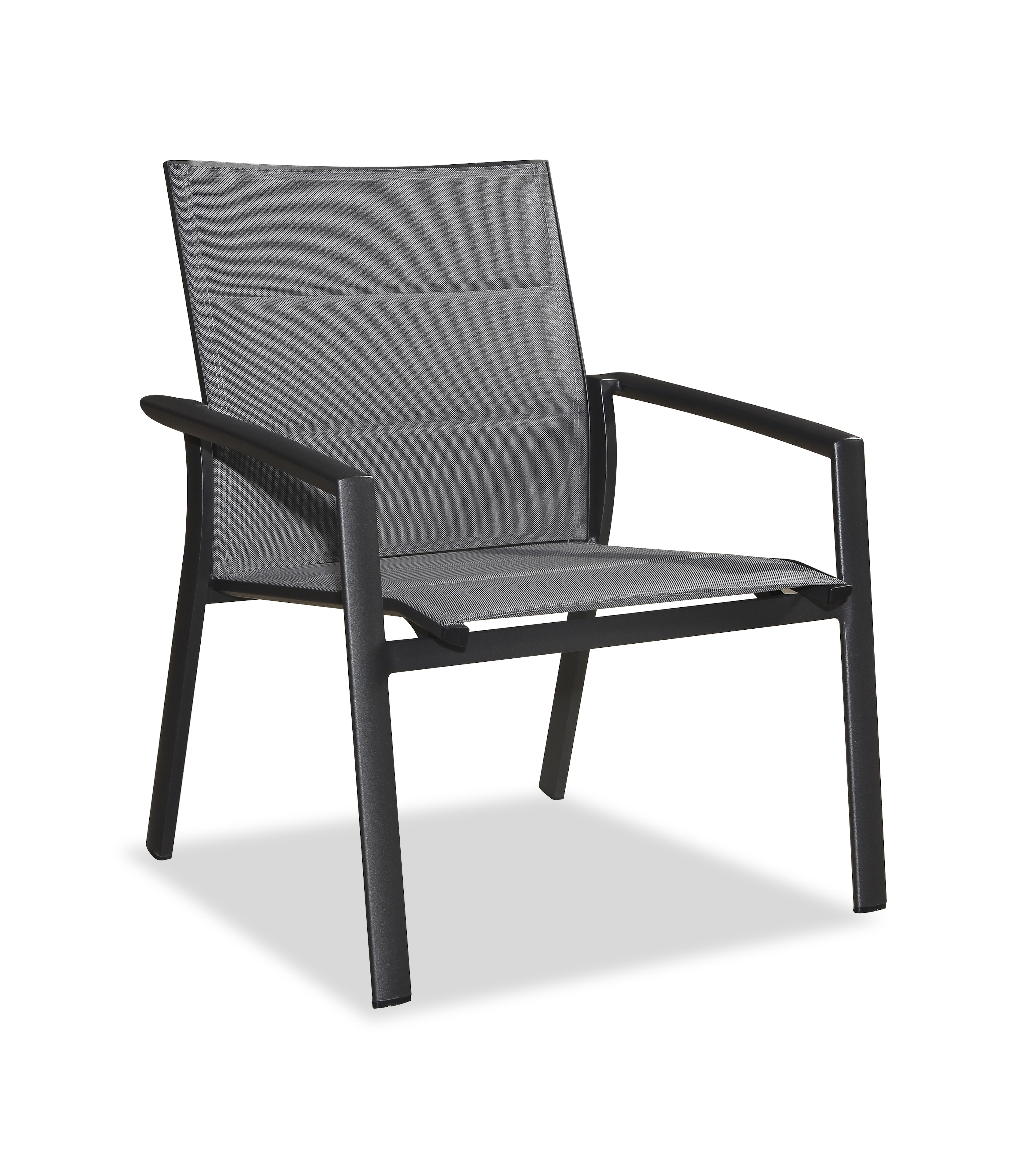 Gartenstuhl, Metallrahmen, Stoffnetz, Grau, Armlehnen