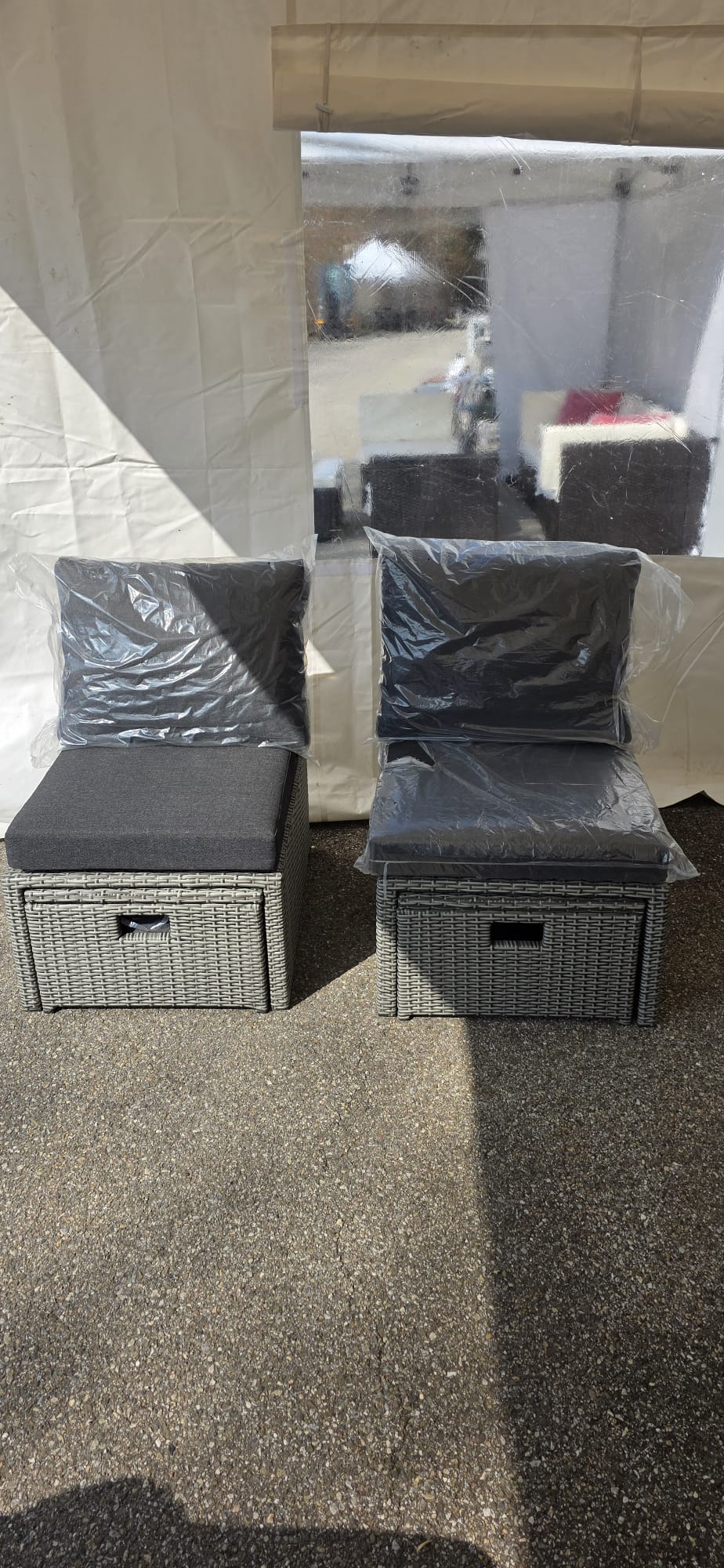 Gartenstuhl, Sitzkissen, Sessel, Aufbewahrungsbox, Rattanoptik