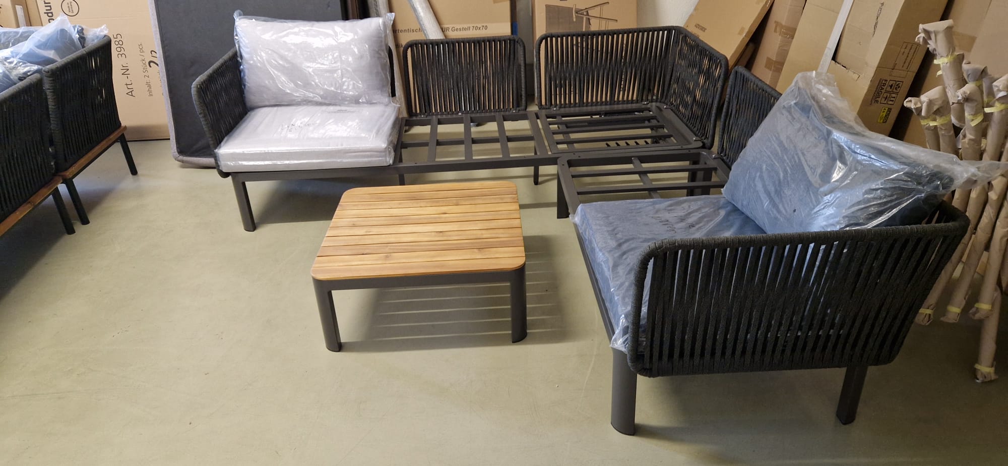 Sofa-Set, Gartenmöbel, Sessel, Couch-Rahmen, Holztisch