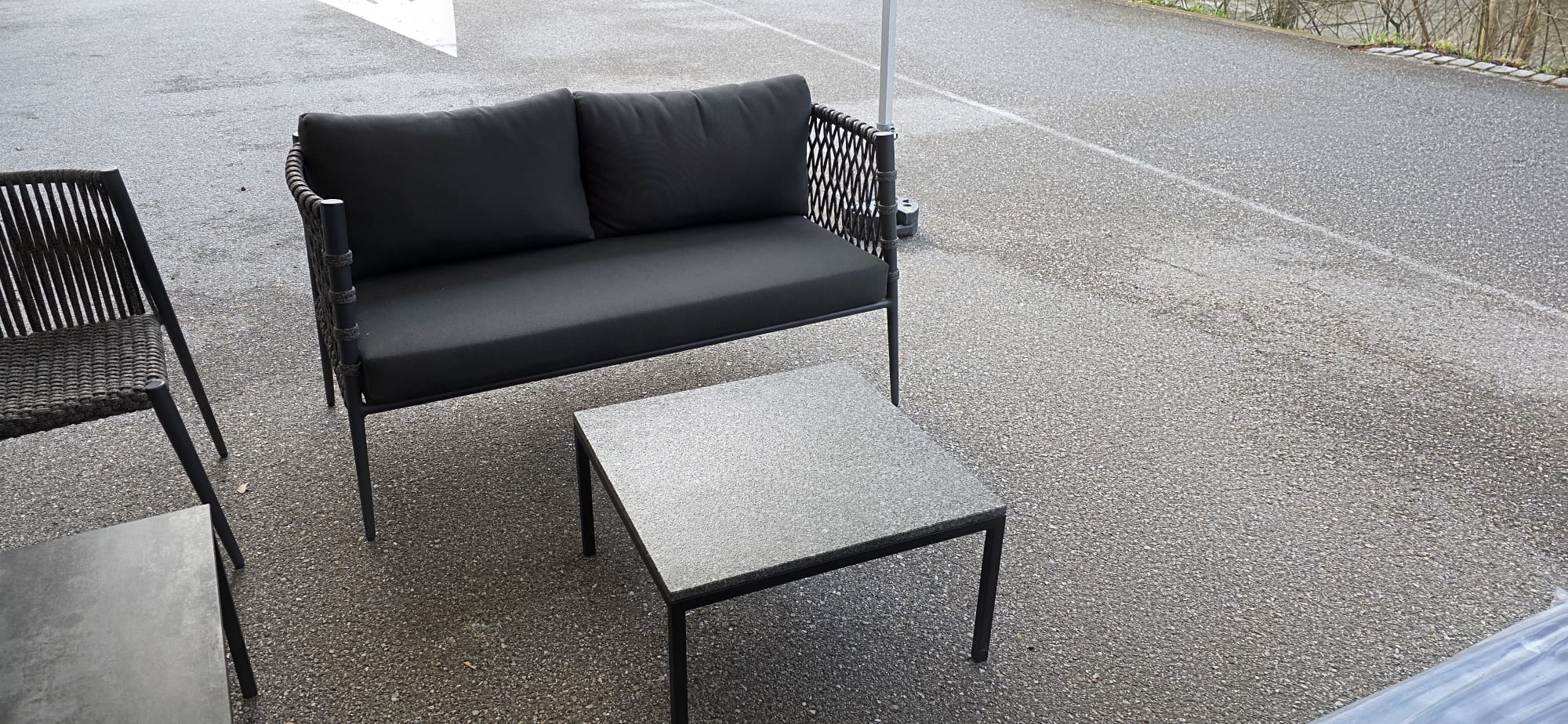 gartenmöbel, sitzgruppe, platzset, tisch, holzoptik