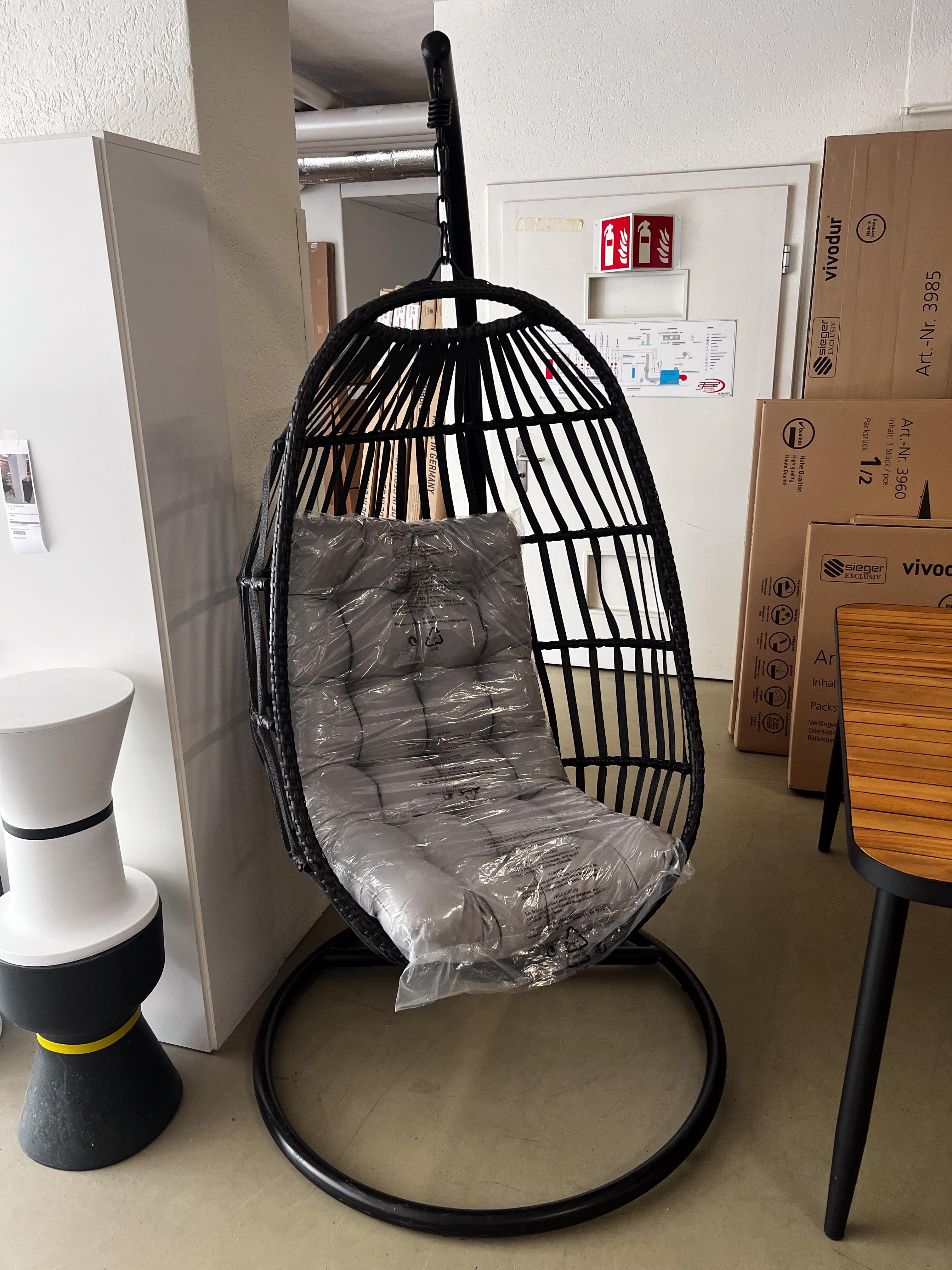 hängesessel, rattan, nestchair, schwarz, stuhl