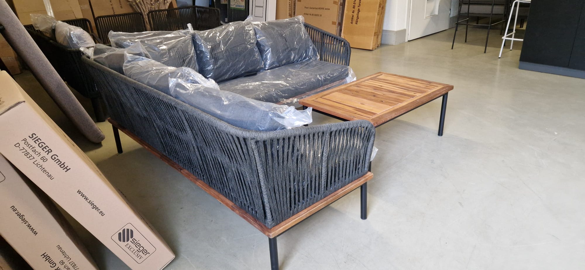 Sofa, Couch, Gartenmöbel, Holzbeine, Kissen