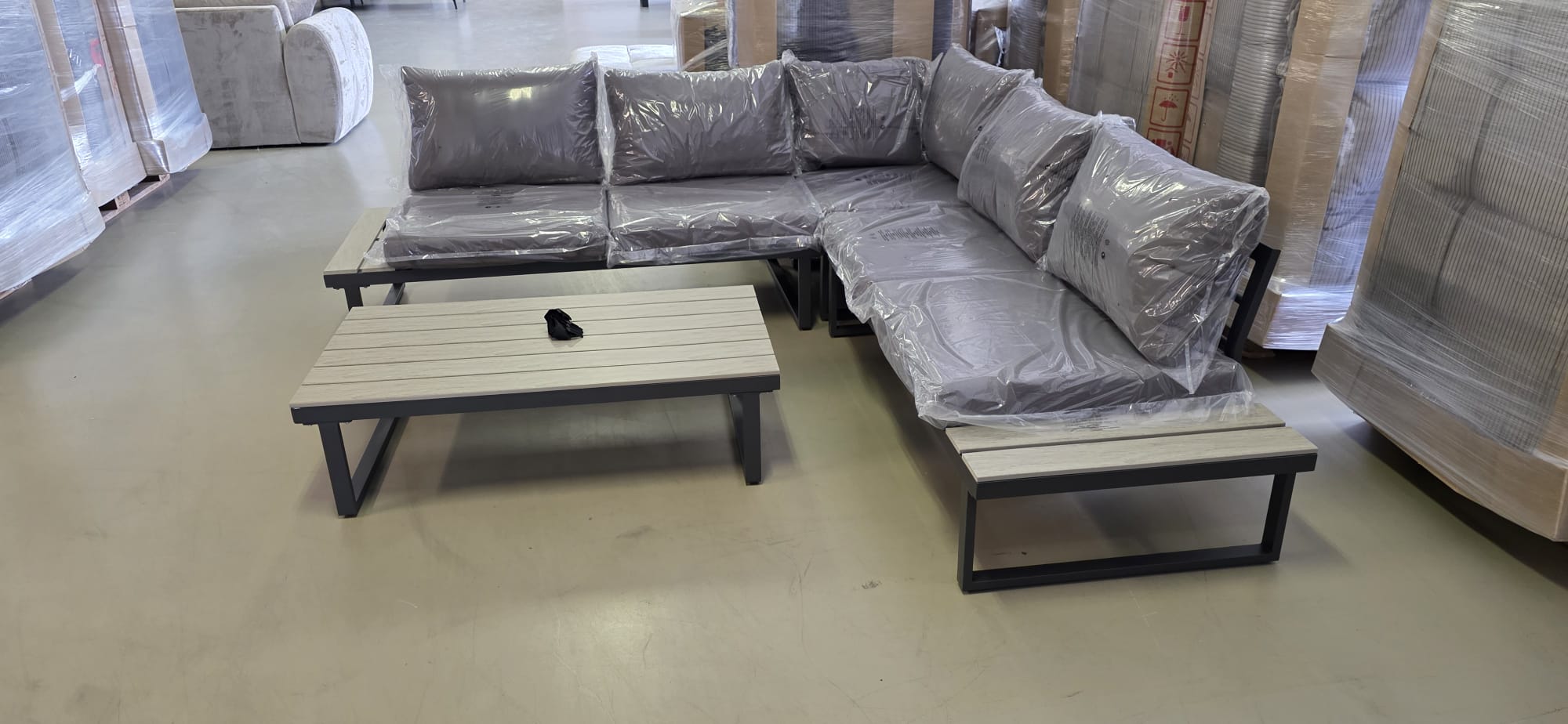 Wohnzimmer sofa, Lounge-Möbel, Sofalandschaft, Grau, Kopfkissen