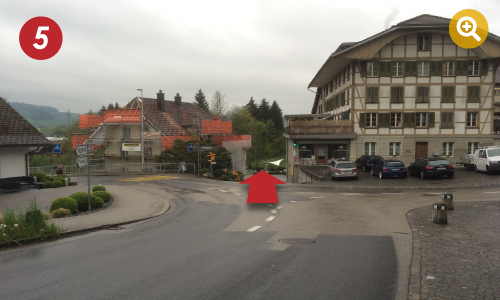 straße, queren, pfeil, gebäude, autos