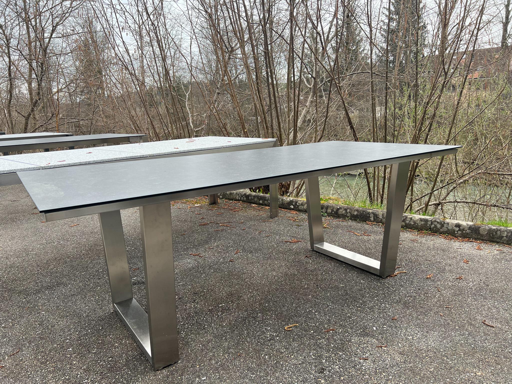 Esstisch, Metall, Edelstahl, Grau, Robust